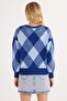 Women's Slim Fit Slim Fit Crew Neck Patterned Blue Sweater - 7