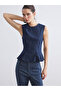 Selections by Esvab Oval Neck Peplum Jean Blouse