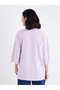 Women Lilac Graphic Oversized T-Shirt with Dropped Shoulder - 5
