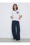 Contrast Neck Trim Graphic Print T-Shirt - 2