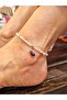 Eggplant Murano Glass Detailed - Cat's Eye Natural Stone Anklet