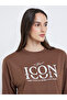 Women Brown Slogan Print Oversized T-Shirt - 4