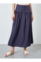 Purple Button-Decorated A-Line Maxi Skirt - 2