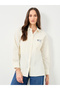 Women Cream High-Low Hem Shirt with Patch Detail