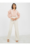 Embroidered Ruffle Detail Mandarin Collar Shirt - 2