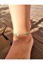 Green Cat's Eye Natural Stone Anklet |   Pearl Detailed Elegance - 2