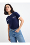 Women Navy Slogan Print Regular Fit T-Shirt - 2