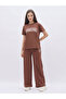 Brown Graphic Boxy T-Shirt and Wide Leg Joggers Co-Ords - 2
