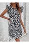 Women's short sleeve ruffle detail tie back leopard print sleeveless mini micro dress - 4