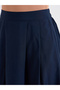 Women Navy Blue Midi Skirt with Box Pleat - 3