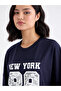Women Navy Graphic Oversized T-Shirt with Dropped Shoulder - 4