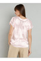 Satin Short Sleeve Top with Lace Detail - 5