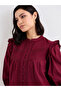 Burgundy Ruffled Blouse with Lace Detail - 3
