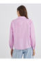 Women Striped Long Sleeve Oversized Shirt with Pocket Detail - 5