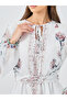 Tie-Up Neck Floral Print A-Line Maxi Dress - 4