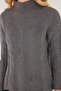 Women's Regular Fit Classic Cut Half Turtleneck Knitted Patterned Gray Sweater - 3