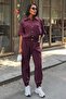 Burgundy Gold Button Detailed Elastic Comfortable Suit 10243 R6-D-K1 - 3