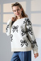 Round Neck Long Sleeve Bow Tie Bow Pattern Jacquard Panel Pearl Detail Knitwear Winter Sweater - 5