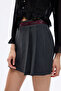 Stripe Waist Detailed Pleated Mini Shorts Skirt Anthracite - 4