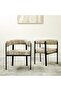 Kahlea Dining Chairs Set of 2 – Cream & White Upholstered Fabric Seats with Dark Bro