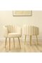 Set of 2 Veneto Cream Dining Chair – Modern Upholstered Chair with Elegant Chrome Le - 5