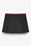 Stripe Waist Detailed Pleated Mini Shorts Skirt Anthracite - 2