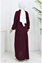 Viscose fabric half button dress 2130-03 burgundy - 6