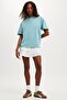 Baby Blue Short Sleeve Oversize Basic Women's T-Shirt Sh281 - 2