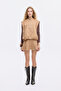 Beige Suede Look Vest with Zigzag Stitching Detail and Elastic Waist - 4