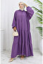 Seersucker Fabric Half Button Dress 2131-04 Lilac - 2