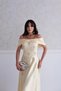 Yellow Off Shoulder Strapless Jewel Satin Evening Dress - 4