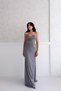 Gray Beaded Strapless Sheer Detailed Fish Evening Dress - 4
