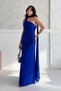 Cobalt Blue Scarf Detailed One Shoulder Dress