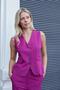 Women's V Neck Pocket Flap Button Lightweight Stretch Fabric Vest-Magenta - 6