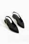 Siyah Vegan Slingback Babet – Sivri Burun, Düşük Topuk, Ayarlanabilir Tokalı Bant - 7