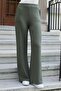 Women's Silky Textured Stretchy Modal Fabric Stone Printed Elastic Waist Wide Leg Palazzo Pants-Khaki - 3