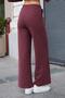 Women's Glittery Camisole High Waist Side Pockets Elastic Waist Wide Leg Trousers - Burgundy - 7
