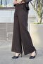 Women's Silky Textured Stretchy Modal Fabric Stone Printed Elastic Waist Wide Leg Palazzo Pants-Brown - 2