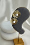 Gold Yellow Ball Pearl Detail Wire Flower Studded Elegant Earrings (2cm) - 4