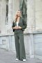 Women's Silky Textured Stretchy Modal Fabric Stone Printed Elastic Waist Wide Leg Palazzo Pants-Khaki - 7