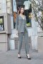Women's Silky Stretchy Modal Fabric V-Neck Long Sleeve Button down Long Blazer Jacket with Shoulder Accessories-Khaki - 6