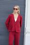 Women's Silky Textured Stone Printed Stretch Fabric V Neck Pocket Button Jacket Cardigan-Burgundy