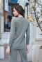 Women's Silky Stretchy Modal Fabric V-Neck Long Sleeve Button down Long Blazer Jacket with Shoulder Accessories-Khaki - 2