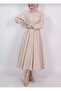 Seasonal Tericoton Hijab Dress Stylish Belted Long Evening Dress - 2