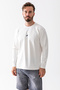 Men's Crew Neck J Printed 100% Cotton Sweatshirt White - 25K 5725
