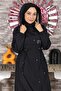 Text Detailed Hooded Coat Navy Blue 15900 - 2