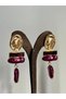 Gold Baguette Stone Hanging Shiny Stone Luxury Earrings - 2