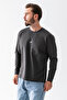 Men's Crew Neck J Printed 100% Cotton Sweatshirt Anthracite - 25K 5725 - 2