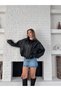Women's Loose Cut Leather Jacket - 2