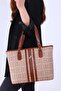 Women's Striped Long Strap 4 Compartment Polo Hand & Shoulder Bag - 2